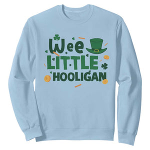 Funny St Patrick's Day Wee Little Hooligan Sweatshirt Shamrock TS11 Light Blue Print Your Wear