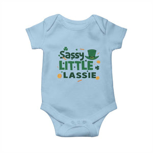 Funny St Patrick's Day Sassy Little Lassie Baby Onesie Shamrock TS11 Light Blue Print Your Wear
