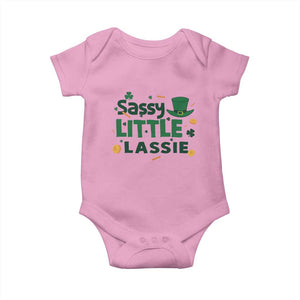 Funny St Patrick's Day Sassy Little Lassie Baby Onesie Shamrock TS11 Light Pink Print Your Wear
