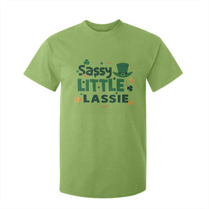 Funny St Patrick's Day Sassy Little Lassie T Shirt For Kid Shamrock TS11 Lime Print Your Wear