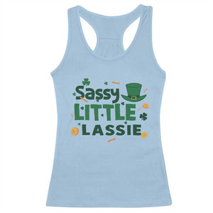 Funny St Patrick's Day Sassy Little Lassie Racerback Tank Top Shamrock TS11 Light Blue Print Your Wear