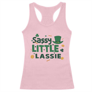 Funny St Patrick's Day Sassy Little Lassie Racerback Tank Top Shamrock TS11 Light Pink Print Your Wear