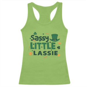 Funny St Patrick's Day Sassy Little Lassie Racerback Tank Top Shamrock TS11 Lime Print Your Wear