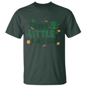 Funny St Patrick's Day Sassy Little Lassie T Shirt Shamrock TS11 Dark Forest Green Print Your Wear