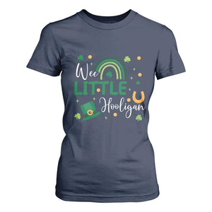 Funny Wee Little Hooligan T Shirt For Women St Patrick's Day Shamrock Rainbow TS11 Navy Print Your Wear