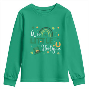 Funny Wee Little Hooligan Youth Sweatshirt St Patrick's Day Shamrock Rainbow TS11 Irish Green Print Your Wear