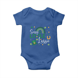 Funny Sassy Little Lassie Baby Onesie St Patrick's Day Shamrock Rainbow TS11 Royal Blue Print Your Wear