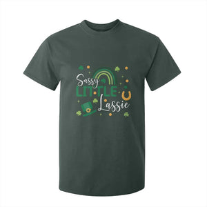 Funny Sassy Little Lassie T Shirt For Kid St Patrick's Day Shamrock Rainbow TS11 Dark Forest Green Print Your Wear