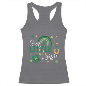 Funny Sassy Little Lassie Racerback Tank Top St Patrick's Day Shamrock Rainbow TS11 Charcoal Print Your Wear