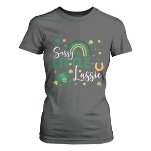 Funny Sassy Little Lassie T Shirt For Women St Patrick's Day Shamrock Rainbow TS11 Dark Heather Print Your Wear
