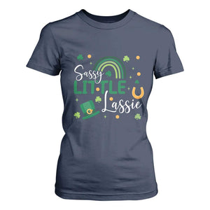 Funny Sassy Little Lassie T Shirt For Women St Patrick's Day Shamrock Rainbow TS11 Navy Print Your Wear