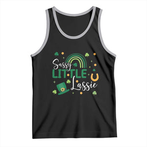 Funny Sassy Little Lassie Tank Top St Patrick's Day Shamrock Rainbow TS11 Black Athletic Heather Print Your Wear