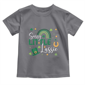 Funny Sassy Little Lassie Toddler T Shirt St Patrick's Day Shamrock Rainbow TS11 Charcoal Print Your Wear