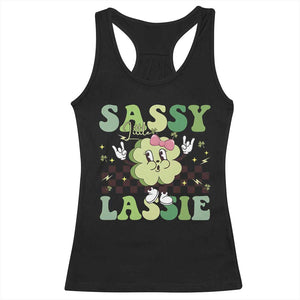 Funny St Patrick's Day Sassy Little Lassie Racerback Tank Top Retro Groovy Clover TS11 Black Print Your Wear