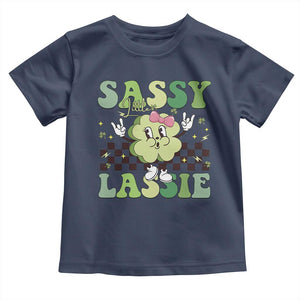 Funny St Patrick's Day Sassy Little Lassie Toddler T Shirt Retro Groovy Clover TS11 Navy Print Your Wear