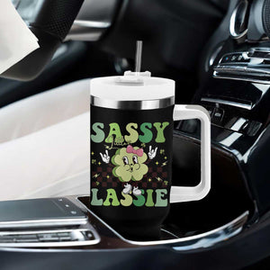 Funny St Patrick's Day Sassy Little Lassie Tumbler With Handle Retro Groovy Clover TS11 Print Your Wear