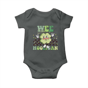 Funny St Patrick's Day Wee Little Hooligan Baby Onesie Retro Groovy Clover TS11 Dark Heather Print Your Wear