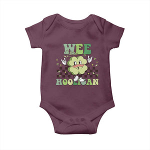 Funny St Patrick's Day Wee Little Hooligan Baby Onesie Retro Groovy Clover TS11 Maroon Print Your Wear