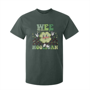 Funny St Patrick's Day Wee Little Hooligan T Shirt For Kid Retro Groovy Clover TS11 Dark Forest Green Print Your Wear