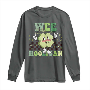 Funny St Patrick's Day Wee Little Hooligan Long Sleeve Shirt Retro Groovy Clover TS11 Dark Heather Print Your Wear