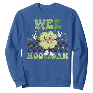 Funny St Patrick's Day Wee Little Hooligan Sweatshirt Retro Groovy Clover TS11 Royal Blue Print Your Wear