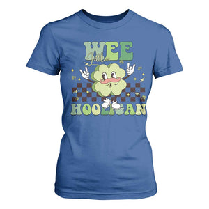 Funny St Patrick's Day Wee Little Hooligan T Shirt For Women Retro Groovy Clover TS11 Royal Blue Print Your Wear