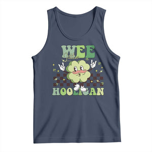 Funny St Patrick's Day Wee Little Hooligan Tank Top Retro Groovy Clover TS11 Navy Print Your Wear