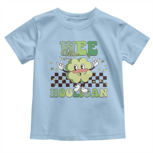 Funny St Patrick's Day Wee Little Hooligan Toddler T Shirt Retro Groovy Clover TS11 Light Blue Print Your Wear