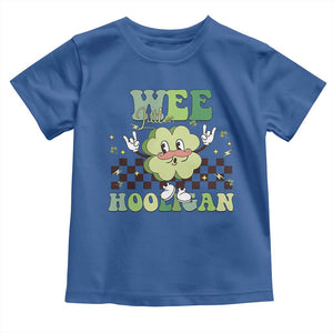 Funny St Patrick's Day Wee Little Hooligan Toddler T Shirt Retro Groovy Clover TS11 Royal Blue Print Your Wear