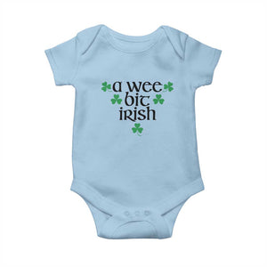 Funny Irish Heritage Baby Onesie A Wee Bit Irish St Patrick's Day Shamrock TS11 Light Blue Print Your Wear