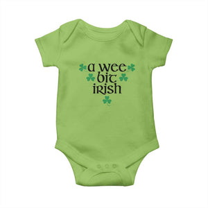 Funny Irish Heritage Baby Onesie A Wee Bit Irish St Patrick's Day Shamrock TS11 Lime Print Your Wear