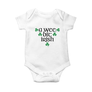 Funny Irish Heritage Baby Onesie A Wee Bit Irish St Patrick's Day Shamrock TS11 White Print Your Wear