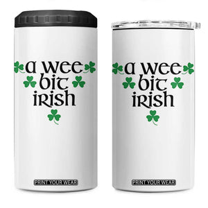 Funny Irish Heritage 4 in 1 Can Cooler Tumbler A Wee Bit Irish St Patrick's Day Shamrock TS11 One Size: 16 oz White Print Your Wear