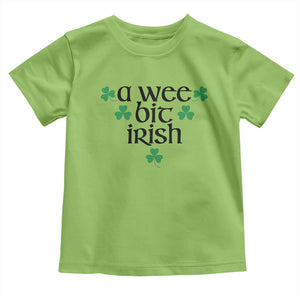 Funny Irish Heritage Toddler T Shirt A Wee Bit Irish St Patrick's Day Shamrock TS11 Lime Print Your Wear