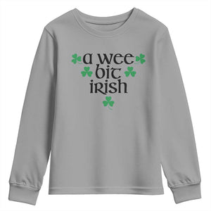 Funny Irish Heritage Youth Sweatshirt A Wee Bit Irish St Patrick's Day Shamrock TS11 Sport Gray Print Your Wear