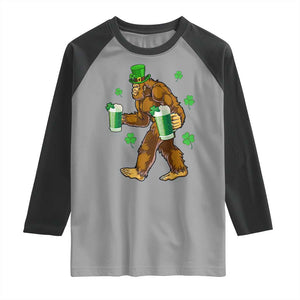Funny Bigfoot St Patrick's Day Irish Beer Drinking Raglan Shirt TS11 Sport Gray Black Print Your Wear