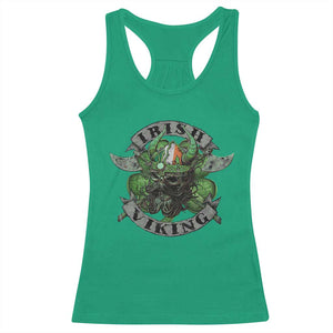 Funny Irish Viking Racerback Tank Top Vintage Shamrock Celtic Viking Skull TS11 Irish Green Print Your Wear