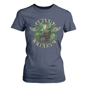 Funny Irish Viking T Shirt For Women Vintage Shamrock Celtic Viking Skull TS11 Navy Print Your Wear