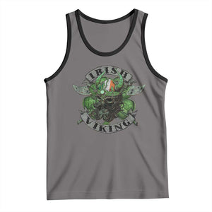 Funny Irish Viking Tank Top Vintage Shamrock Celtic Viking Skull TS11 Deep Heather Black Print Your Wear