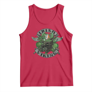 Funny Irish Viking Tank Top Vintage Shamrock Celtic Viking Skull TS11 Red Print Your Wear