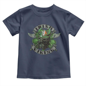 Funny Irish Viking Toddler T Shirt Vintage Shamrock Celtic Viking Skull TS11 Navy Print Your Wear
