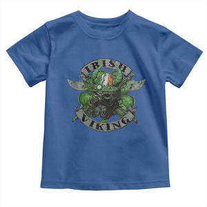 Funny Irish Viking Toddler T Shirt Vintage Shamrock Celtic Viking Skull TS11 Royal Blue Print Your Wear
