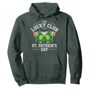 Funny St Patrick's Day Irish Beer Drinking Hoodie The Lucky Beer Club Ireland Flag TS11 Dark Forest Green Print Your Wear