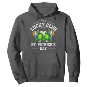 Funny St Patrick's Day Irish Beer Drinking Hoodie The Lucky Beer Club Ireland Flag TS11 Dark Heather Print Your Wear