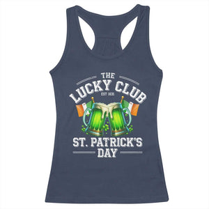 Funny St Patrick's Day Irish Beer Drinking Racerback Tank Top The Lucky Beer Club Ireland Flag TS11 Navy Print Your Wear