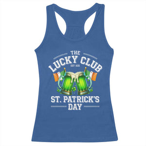 Funny St Patrick's Day Irish Beer Drinking Racerback Tank Top The Lucky Beer Club Ireland Flag TS11 Royal Blue Print Your Wear