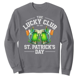 Funny St Patrick's Day Irish Beer Drinking Sweatshirt The Lucky Beer Club Ireland Flag TS11 Charcoal Print Your Wear