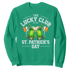 Funny St Patrick's Day Irish Beer Drinking Sweatshirt The Lucky Beer Club Ireland Flag TS11 Irish Green Print Your Wear