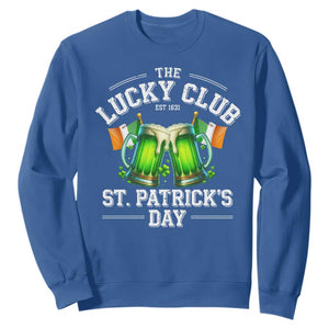 Funny St Patrick's Day Irish Beer Drinking Sweatshirt The Lucky Beer Club Ireland Flag TS11 Royal Blue Print Your Wear