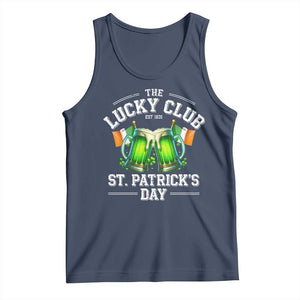 Funny St Patrick's Day Irish Beer Drinking Tank Top The Lucky Beer Club Ireland Flag TS11 Navy Print Your Wear